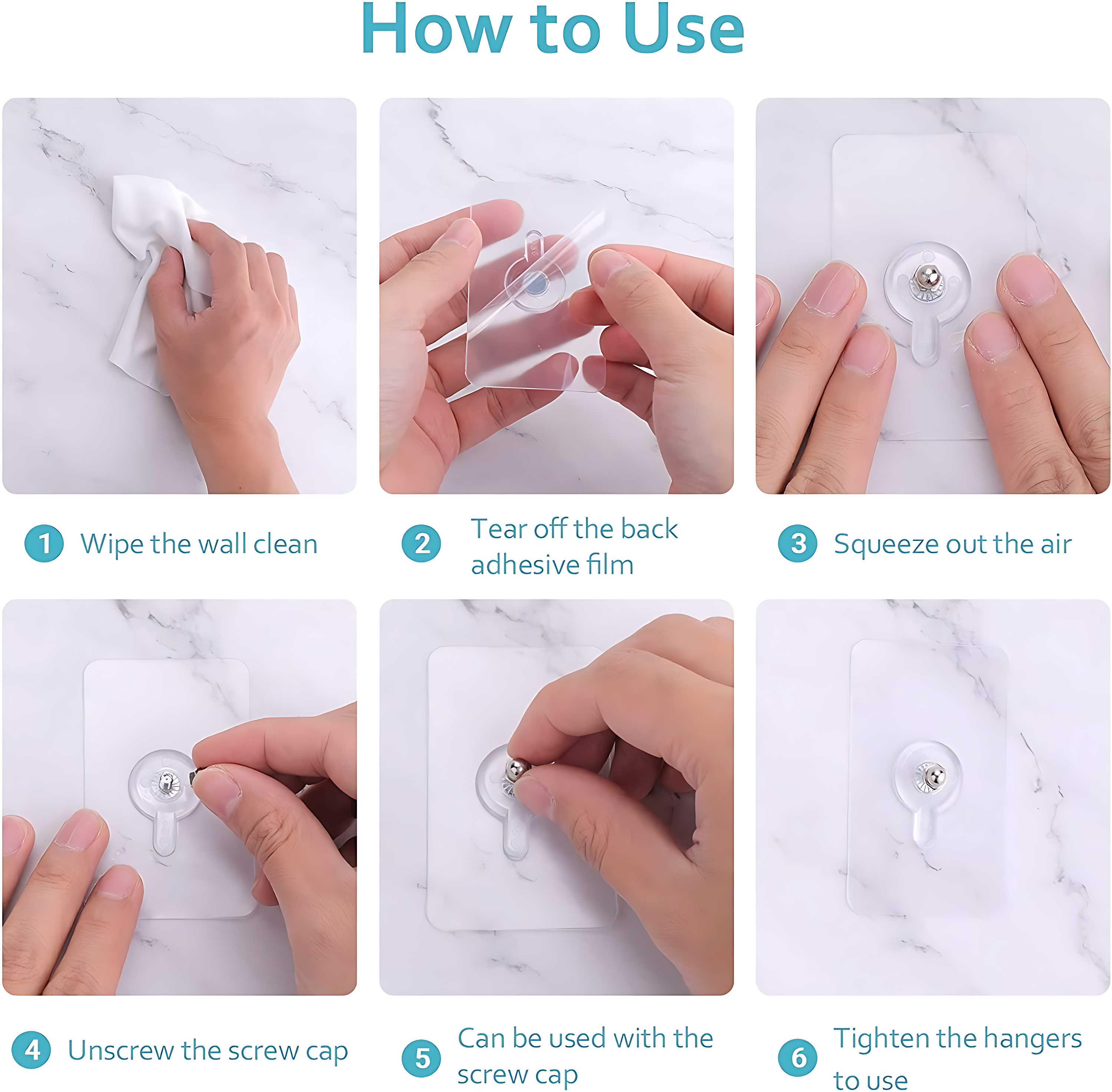 Heavy-Duty Adhesive Wall Hooks (10 Pcs) – No Drill, Waterproof, Strong Grip